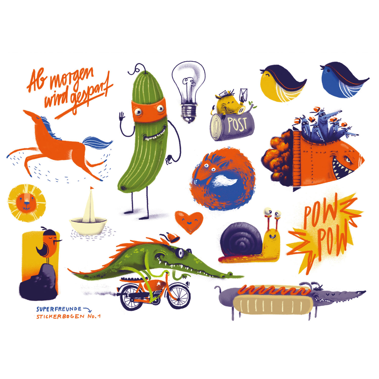 Superfreunde 1, Stickerbogen