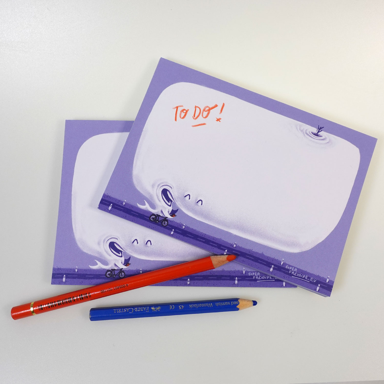 Radtour mit dem Wal, Notizblock A6 50 Blatt