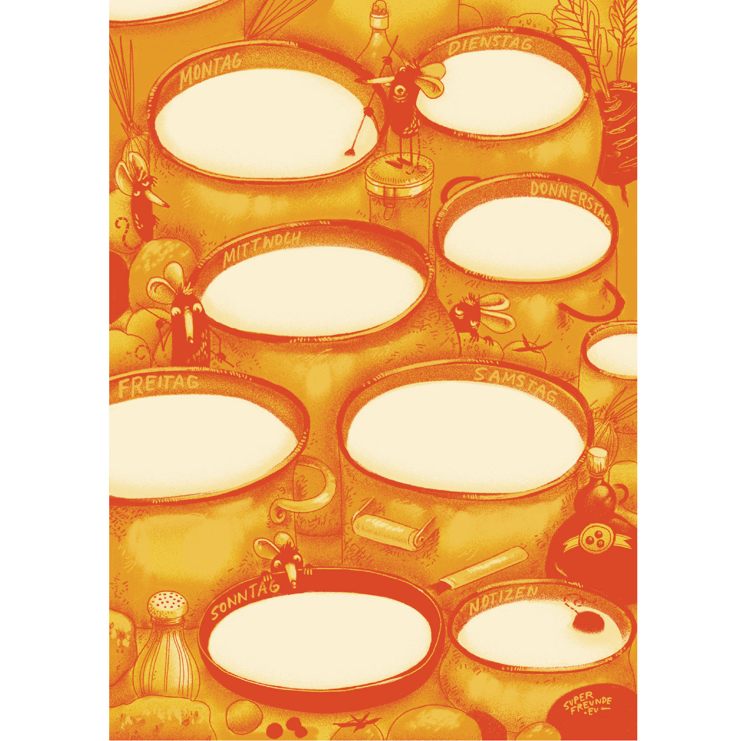 Der Wochenplaner, Mäuseküche, Notizblock a5, 50 Blatt