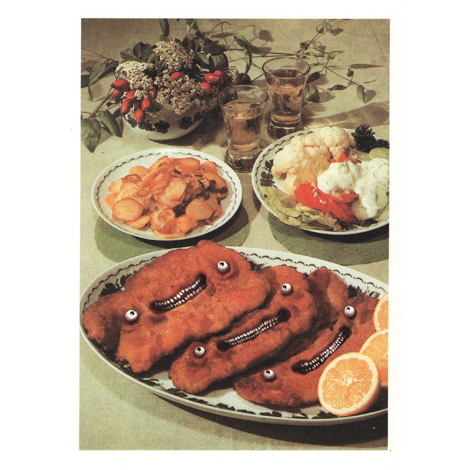 Du bist was du isst - Schnitzelteller Postkarte