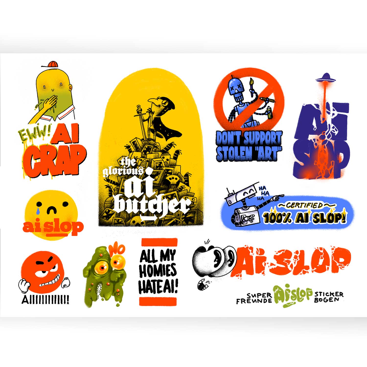 Ai Slop, Stickerbogen