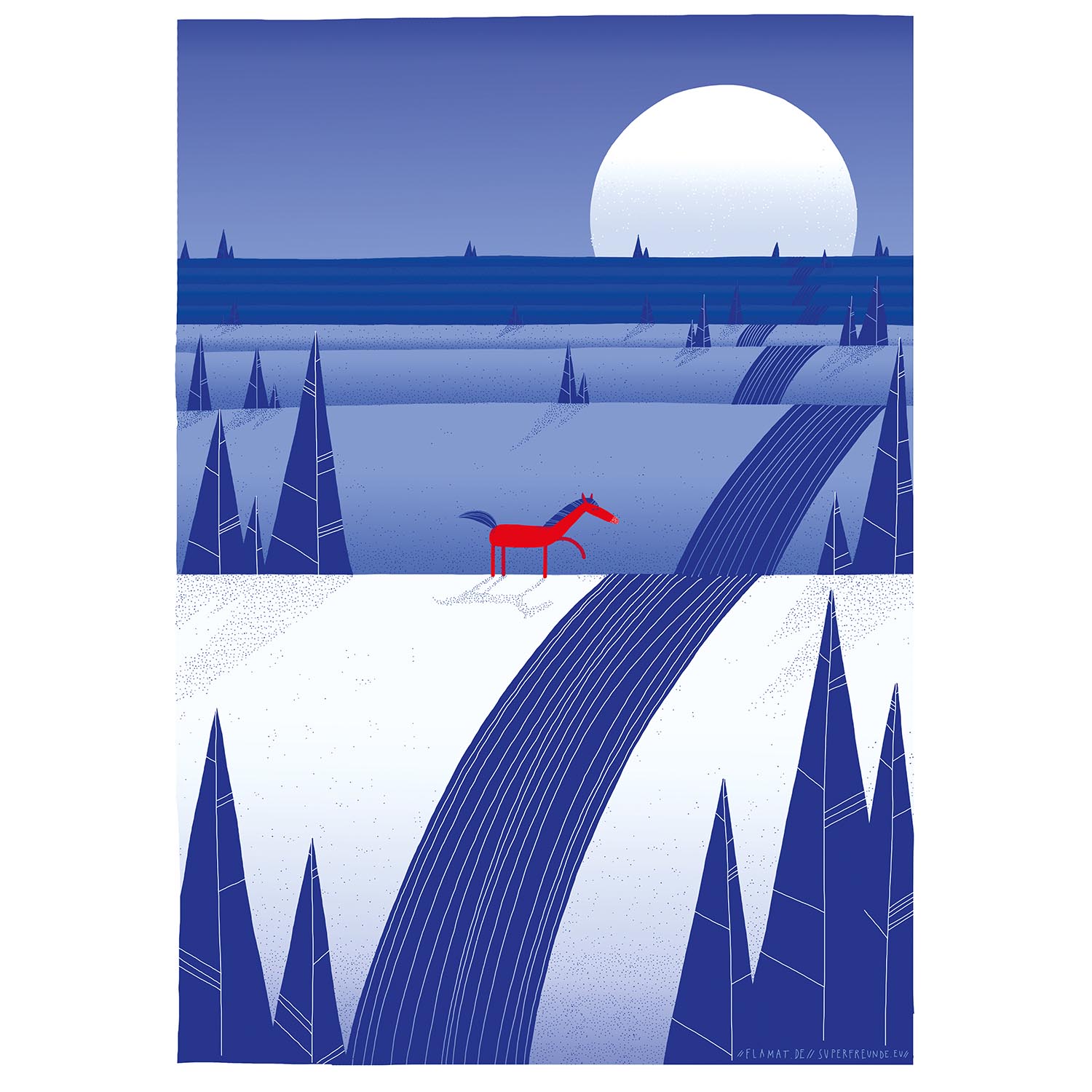 Im Mondschein am Fluss, Plakat 50x70