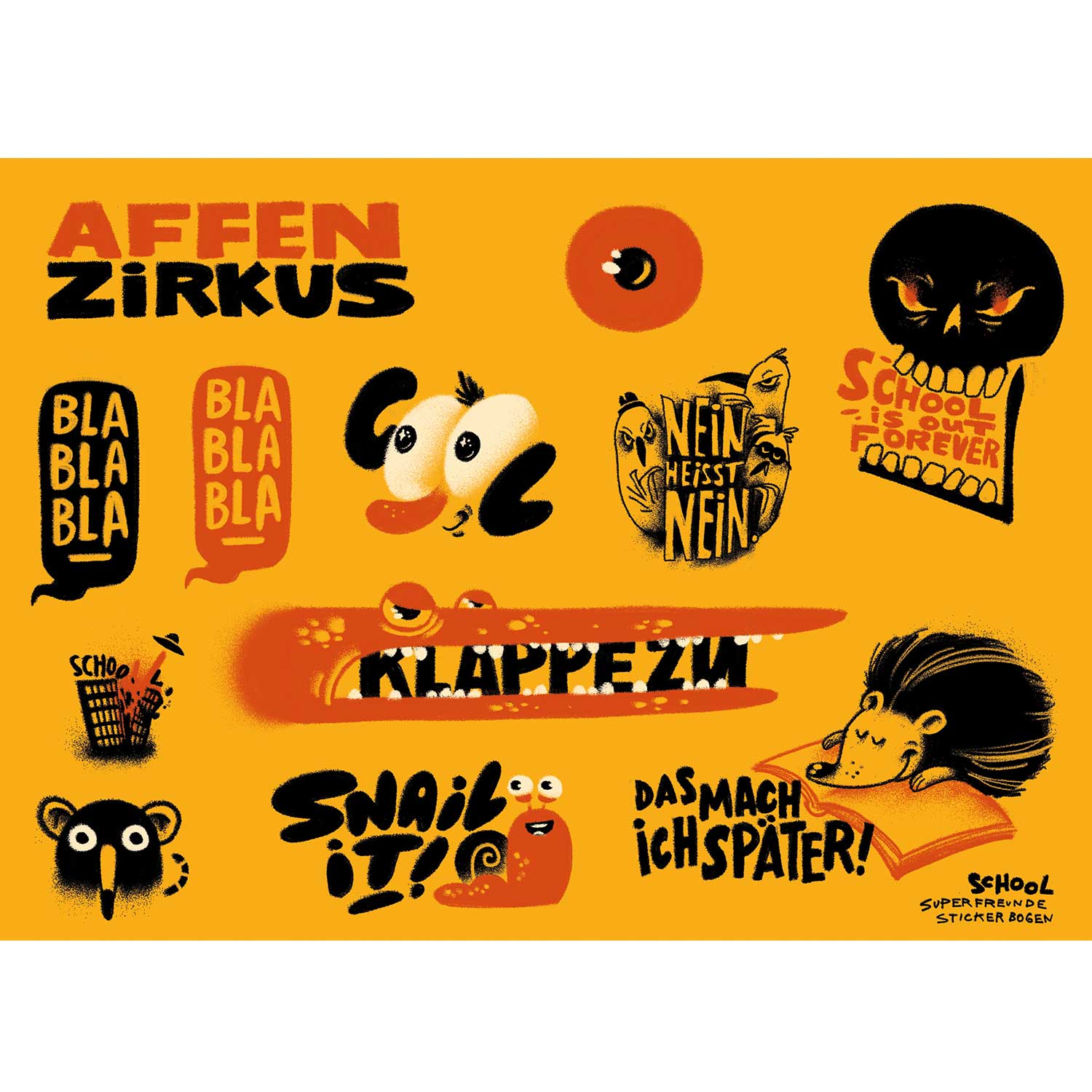 Schule, Stickerbogen