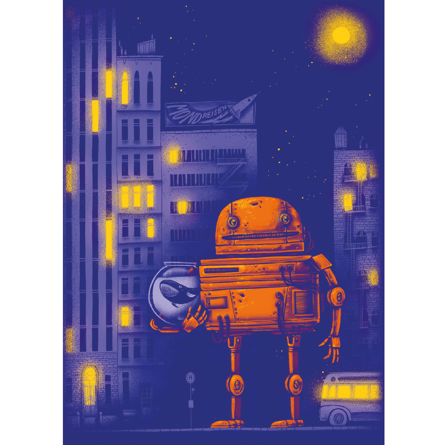 Roboter auf Reisen, Postkarte