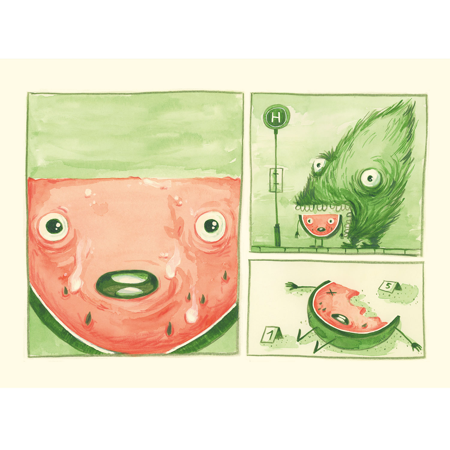 Melon Boy Tramstation, Postkarte