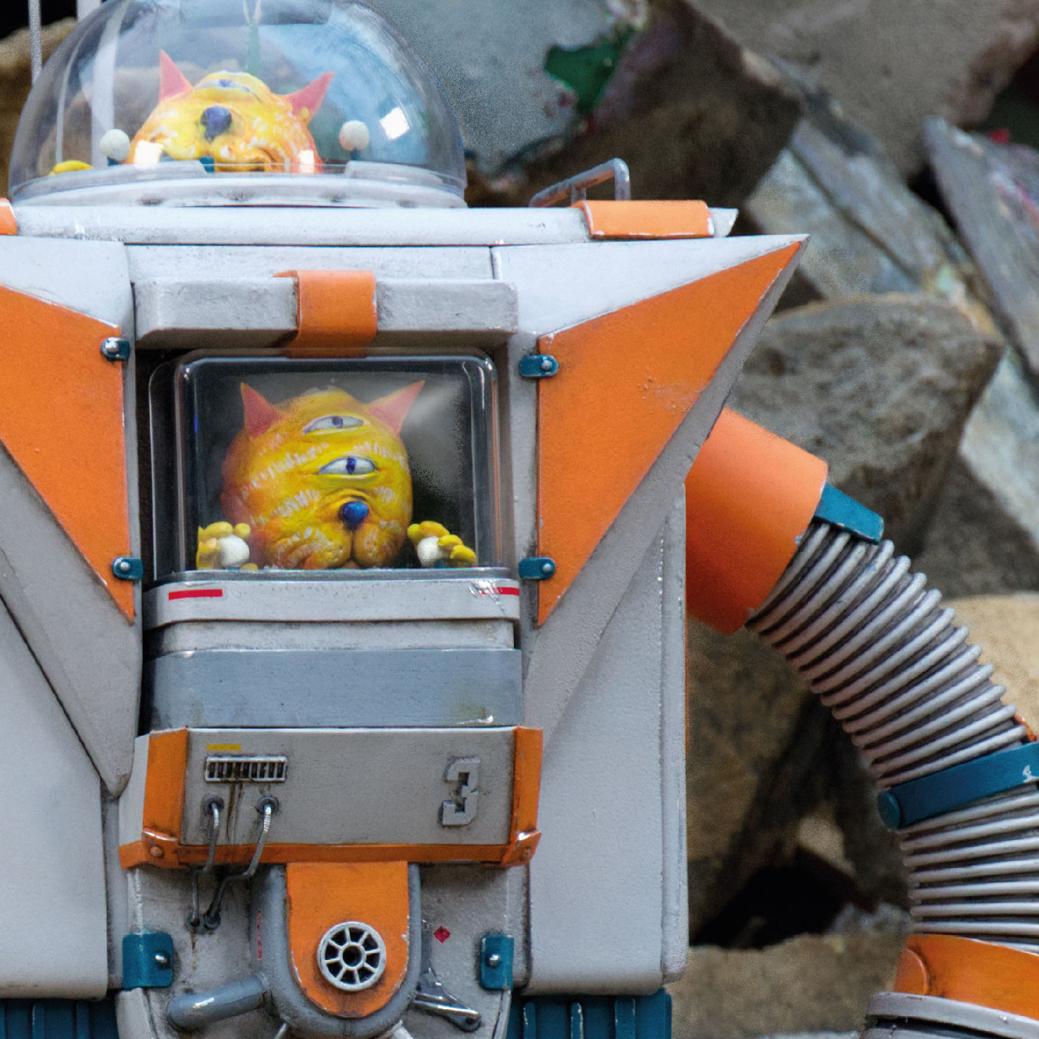 Space Cats and Mighty Super Bot 3000fx  - Go for a Walk, Plakat A3